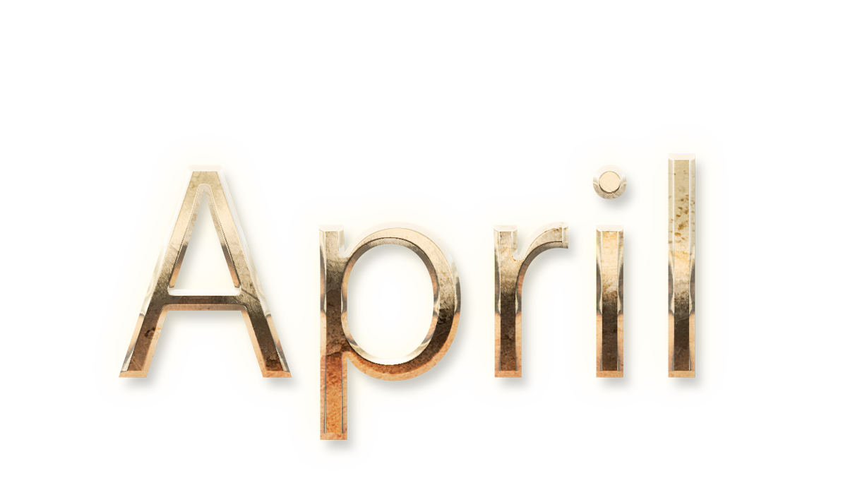 APRIL month name word APRIL gold text typography PNG images free